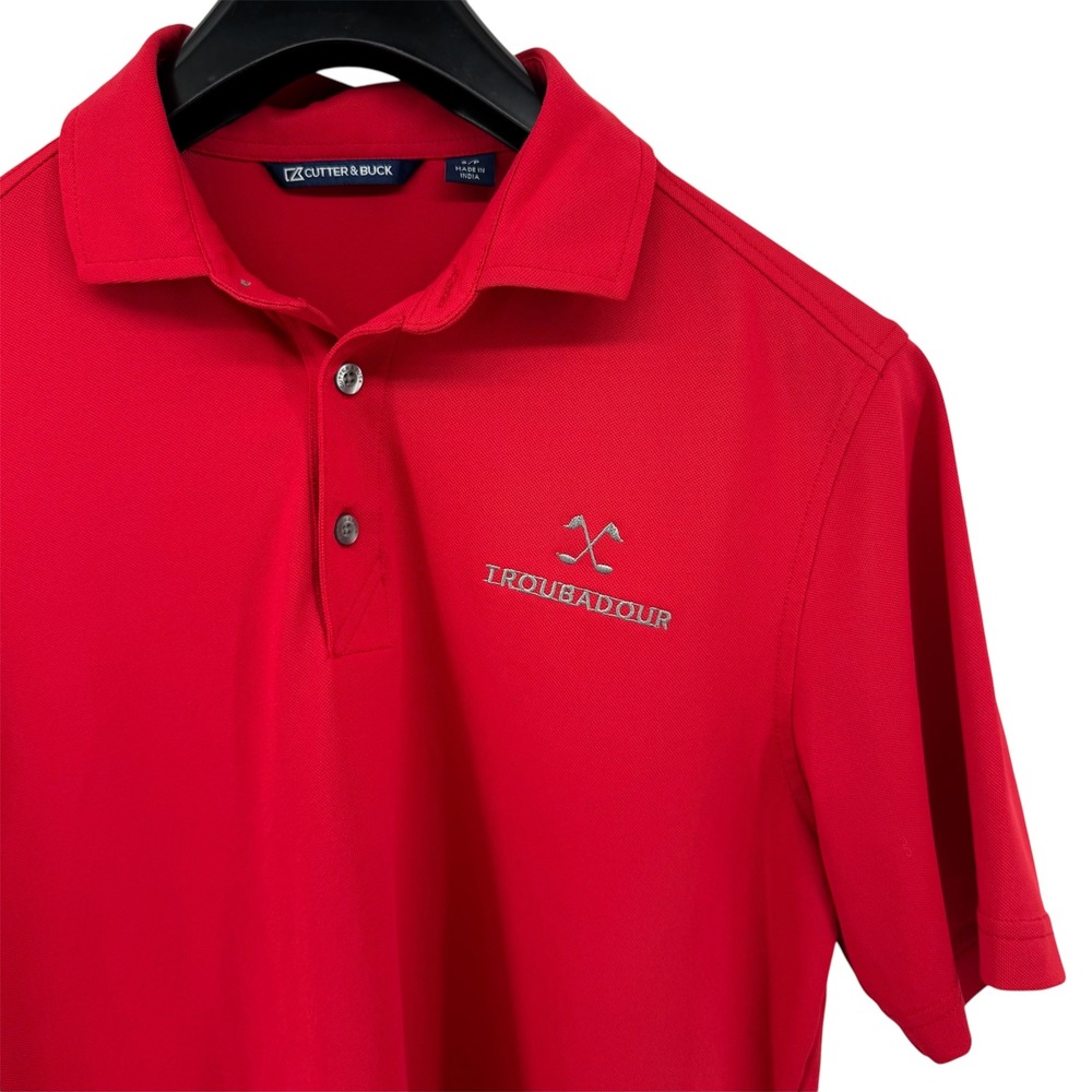 Cutter & Buck Polo Shirt Mens Small Red Troubadour Golf Embroidered Recycled